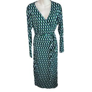 Diane Von Furstenberg Target Midi Arrow Geo Green Black Wrap Dress NWT 2023 XL